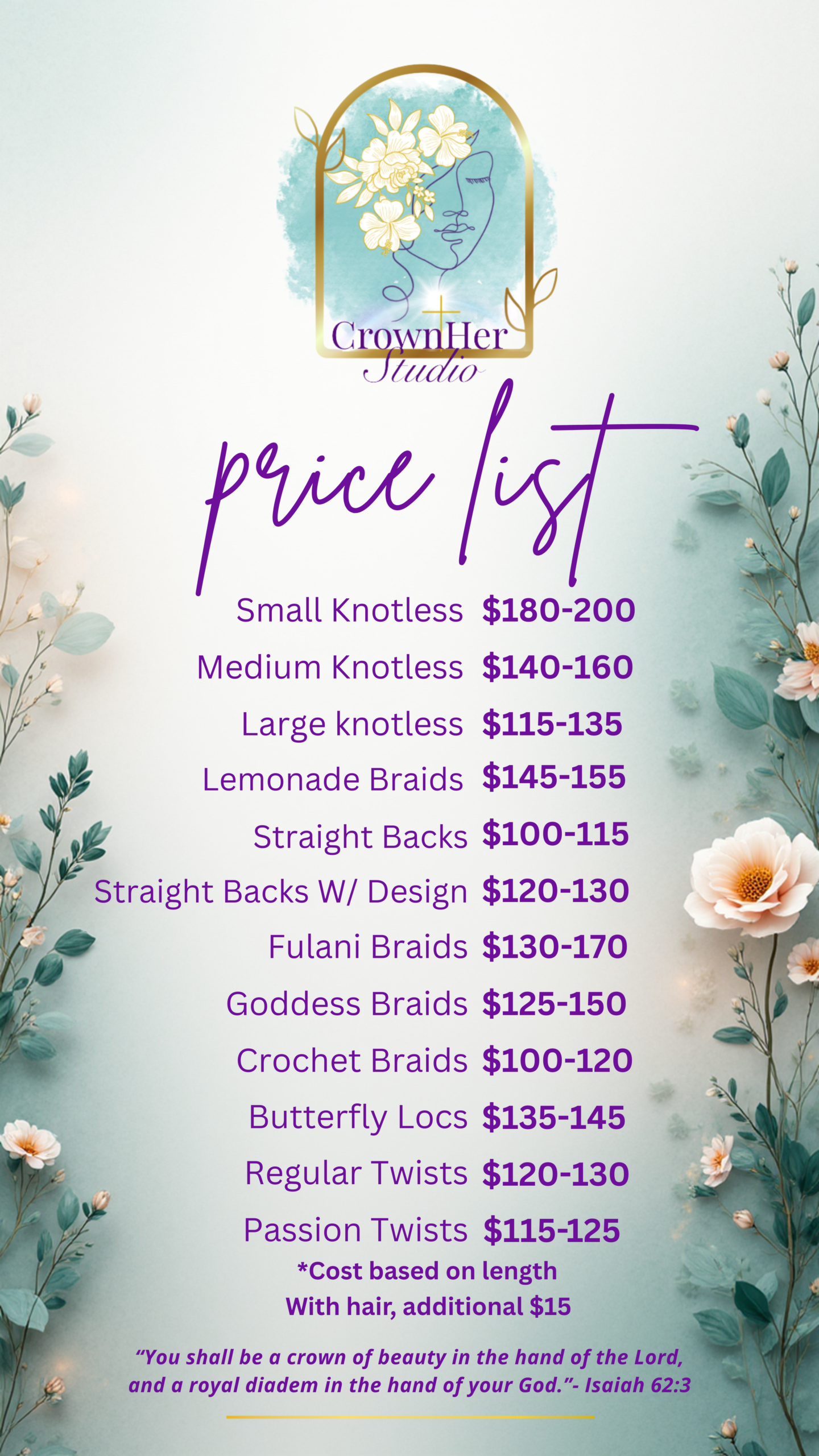 beige and gold simple spa price list